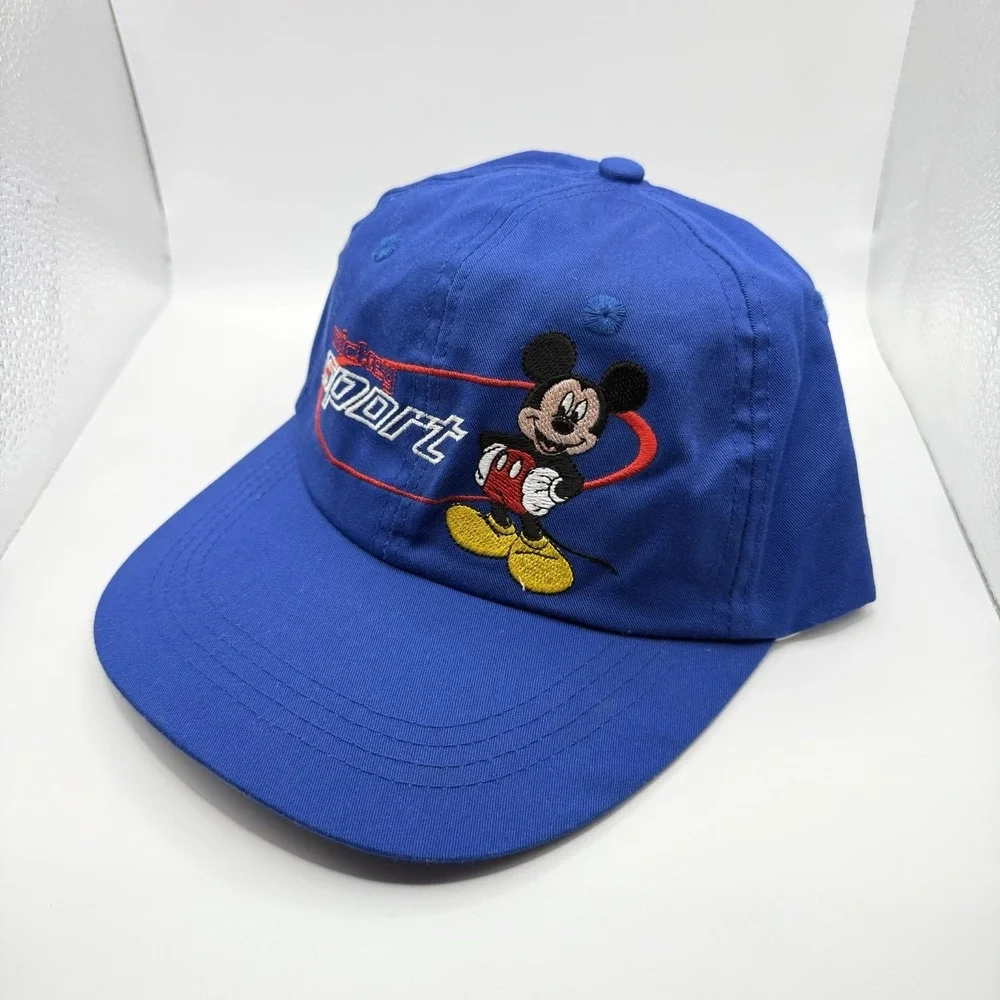 Vintage Disney Mickey Unlimited Sport Blue Baseball Hat 90s Embroidered OSFM Cap